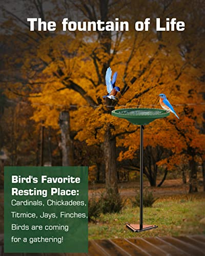 Bird Baths for Outdoors, Detachable Birdbaths for The Garden Clearance, Freestanding Bird Baths for Outdoors Heavy Duty, Bird Bath Bowl Spa & Birdfeeder with Metal Stake Stand, Circle Shape (Green) - color: Green