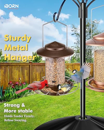 Bird feeders for Outdoors Metal Chew Resistant Brushed Coffee,1PK | Metal Roof, Metal Tray, Fixed Hanger, Flip-Top Fill, 3 Perches, Easy-Clean, 1.32lb - color: Coffee,1.5LB, 3Perches