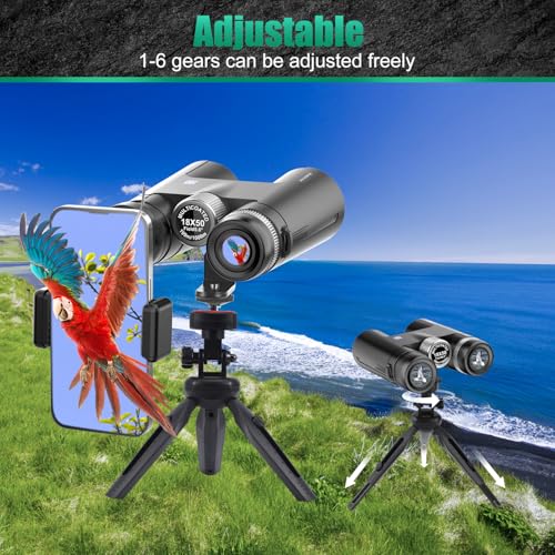 18X50 High Powered Binoculars for Adults with Upgraded Phone Adapter, Tripod and Tripod Adapter,Waterproof Compact Binoculars with Low Light Vision for Bird Watching,Travel,Sightseeing