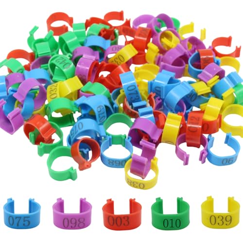 DoubleWood Leg Bands for Chicken, 100 Pcs Numbered 16mm Chicken Leg Rings Duck Leg Bands, Poultry Leg Bands Clip on Leg Bands for Chicken, Hens, Ducks Guinea Goose Gamefowl Turkey (16mm - 100 Pcs) - size: 16mm - 100 Pcs