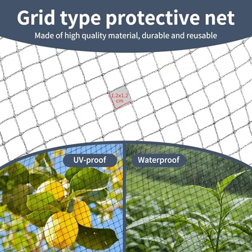 Garden Netting, 15ft x 50ft Black Bird Netting Heavy Duty,Rabbit,Squirrels,Anti Birds,Larger Bees,Deer,Chicken,Cardinals，Animal Fencing for Fruit Tree & Vegetable Garden - size: 15ft x 50ft