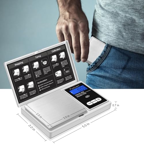 Fuzion Digital Pocket Gram Scale 0.01g x 200g - Jewelry Scale Portable | Easy of Use, Tare Function, 6 Modes Ounces Grains, Batteries Included, Mini Scale for Jewelry, Coins, Herb, Small Food - color: Silver