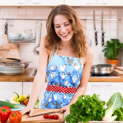 MOMWOW Chicken Egg Apron for Collecting Eggs - 11 Pocket Adult Egg Gathering Apron for Chicken Duck Goose Quail Eggs - color: Bule