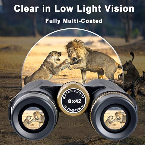 8x42 HD Binoculars for Adults High Powered with Phone Adapter and Tripod, Super Bright BAK4 Prism Waterproof Compact Binoculars for Bird Watching Hunting Stargazing Hiking Cruise Travel - style: 8x42