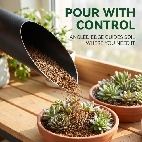 Bonsai Soil Scoops, Plastic Garden Soil Scoops, Black, Classic, Ergonomic Grip