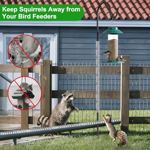20 Pack Stainless Steel Squirrel Spikes for Bird Feeder, 20 FT Squirrel Spikes for Bird Feeder Pole, Keep Squirrels, Raccoon Away, for Wall Fence Garden Roof Yard, Easy to Install - size: 20FT