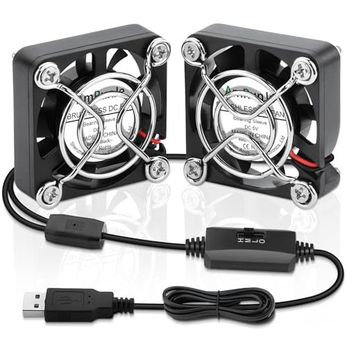 40mm USB Fan 2pcs, 5V Mini Cooling Brushless Fan with Speed Control | 4010 Small Box Fan for PC Computer PlayStation Xbox Router Terrarium Aquarium Welding Helmet Raspberry Pi - style: 40mm x2