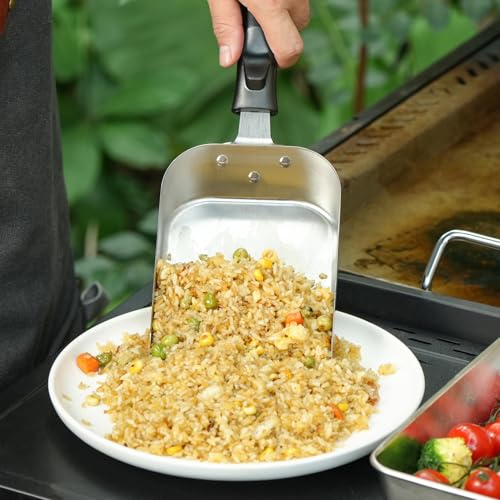 onlyfire 5" Heavy Duty Stainless Steel Griddle Spatula Food Mover | Grill Scoop Smash Burger Food Shovel for Stiring Fry, Cooking and Moving Food - size: 5"