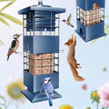 Squirrel Proof Bird Feeder,3.5Lbs Metal,4 Hanging Ports for Cardinal Finch | Weight-Activated Shutoff Blocks Squirrels & Pigeons.Chew-Proof Build For All Weather.Large Capacity,Fast Refilling & Cleaning - color: Blue