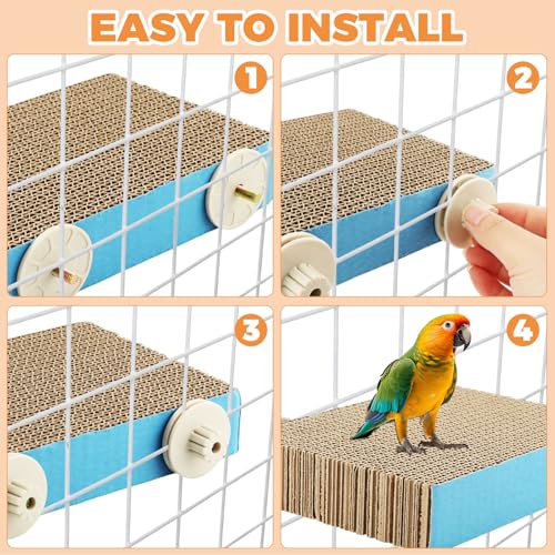 7.9 Inch Shreddable Bird Cardboard Platform, Foot Grinding and Chew Toy for Parrot Cages, Cage Mounted Paper Toys for Budgies, Lovebirds, Cockatiels & Conures, Supports Beak Health