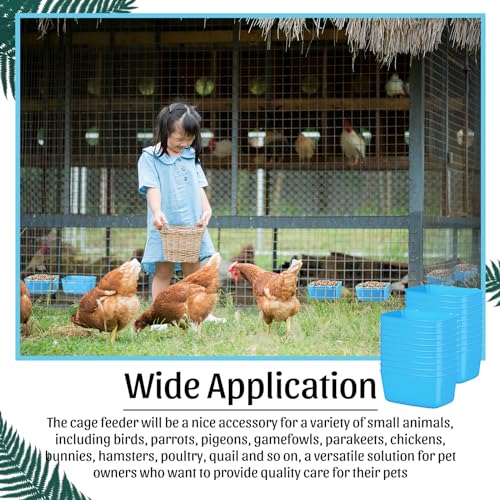 Zhehao 20 Pcs Bird Cage Cups Chicken Feeder Waterer Cups 18 oz Pigeon Feeder Plastic Poultry Wire Cage Hanging Chicken Water Bowl for Pet Bunny Poultry(Blue) - color: Blue