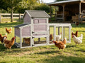 Gutinneen 77" Mobile Chicken Coop with Wheels for 4-6 Chickens, Expandable Wooden Hen House with Reinforced Nesting Box, Full-Cover UV Roof, Pull-Out Tray, Outdoor Duck Coop & Rabbit Hutch - color: (Grey-AIR27)