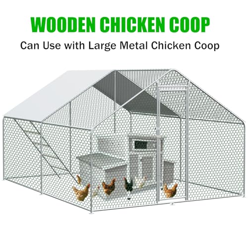 58" Wooden Chicken Coop wih 6 Nesting Boxes for 4-6 Chickens Light Grey | 2 Sides Large Nesting Boxes, For 4-6 Chickens, Poultry Hutch Rabbit Cage, No-Slip Ramp & Pull-Out Tray, For Outdoor Farm Yard - color: White Grey