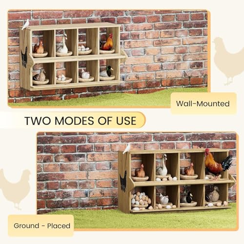 Chicken Nesting Box, 8 Compartment Wooden Nesting Boxes for Chickens with Perches, Floor/Stand/Wall Mount Large Chicken Nesting Boxes for Small & Medium Poultry - size: 8 Compartment