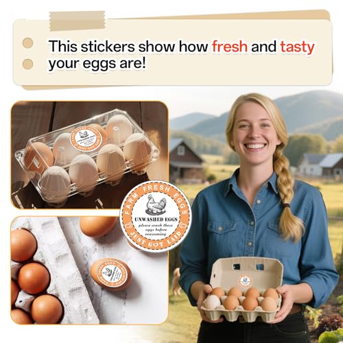 3 in 1 Total 1850pcs Farm Fresh Egg Stickers Set Including 250pcs Handing Instruction Cards,800pcs 2” Round Unwashed just got Laid Carton Stickers,800pcs Rectangular Please Return Egg Carton Labels - style: 3 in 1 Egg Stickers Set