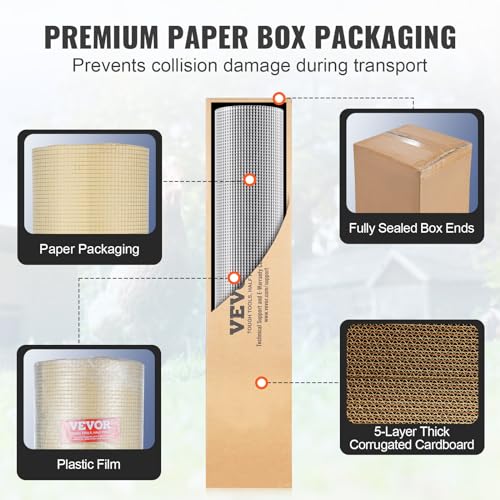 VEVOR Hardware Cloth, 1/4 inch 48in x 100 ft 23 Gauge, Hot Dipped Galvanized Wire Mesh Roll, Chicken Wire Fencing, Wire Mesh for Rabbit Cages, Garden, Small Rodents - size: 48"x100'
