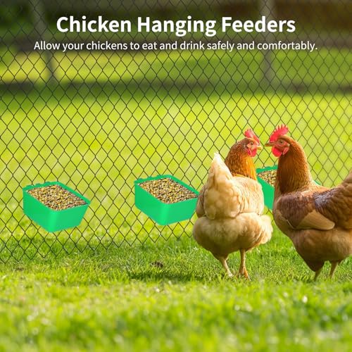 20 Pcs Cage Cups 16 oz Chicken Feeder Waterer Birds Feeders Hanging Bunny Cage Feeder Chicken Water Bowl Feeding Seed Bowl for Pet Parrot Rooster Parakeet Gamefowl Poultry Pigeon Wire Cage - color: green