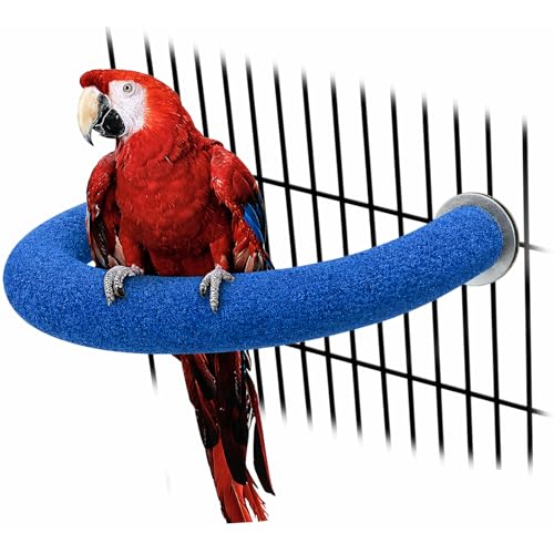 Rypet U-Shaped Large Parrot Perch, Quartz Bird Perch for Cage(Blue XL) | Safe Chew & Rest Perch for Large Birds, Durable Non-Toxic Cage Accessory, for Parakeets Cockatiels Conures Macaws - color: Blue, size: X-Large