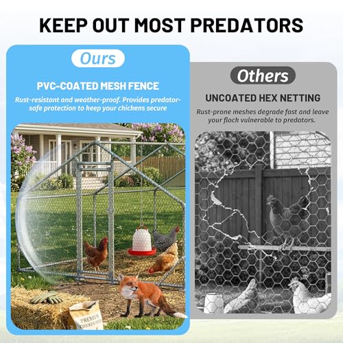 Metal Chicken Coop 20x10x6.56ft Extra Large Walk-in Poultry Cage for 15-30 Chickens Chicken Run Hen Rabbit Duck House with Waterproof Cover for Outdoor Farm Use - size: 240.0"L x 120.0"W x 78.7"H