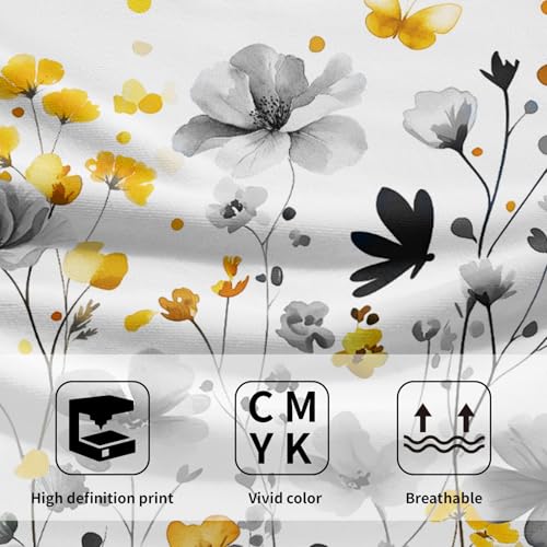 Spring Floral Hand Towels 14x28 Inch Set of 2 Watercolor Grey Yellow Wildflowers Absorbent Soft Dish Washing Cloth Tea Towels for Home Kitchen Bathroom Gym Hotel Spa Decor - color: Yellow Grey Flowers
