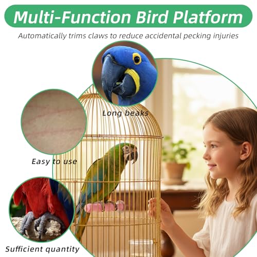 2pcs Bird Beak Grinding Stone Anti-Slip Parrot Stand Parakeet Nail Trimming Stick Platform Foot Claws Trimmer Chewing Toys Beak Grinder Stone Perches for Parrot Budgie Cockatiel Cage Accessories