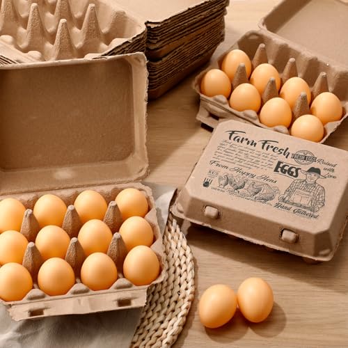 Honeydak 50 Pcs Egg Cartons Bulk 12 Count 3x4 Style Pulp Paper Egg Tray Dozen Reusable Container Holder Storage Box for Supermarkets Fresh Kitchen Vegetable Family Farm Markets