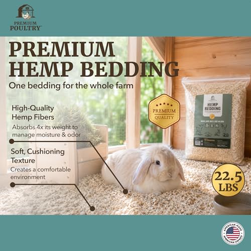 Hemp Bedding, Chickens & Small Animals, 22.5lb, Made in USA | Low Dust & Highly Absorbent, Reduces Coop Odor, Ideal for Chicken Coops, Deep Litter, Nesting Boxes & Brooders - size: 3 Cubic Feet