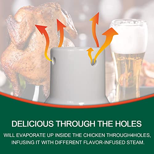 Ceramic Chicken Roaster Rack, Beer Can Chicken Holder Stand Vertical Poultry BBQ Cooking Accessories for Grill, Oven or Smoker - size: Small - Single
