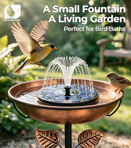 6.3" Solar Bird Bath Fountain Pump with 5 Spray Patterns | 7V 1.4W Panel, 70cm Spray Height, 160L/H Flow Rate, Detachable Filter Box, Adjustable Nozzles, Easy Setup - color: Black