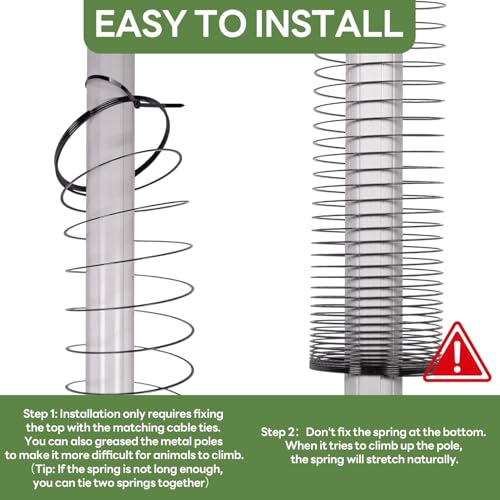 Foneso 2.3in Squirrel Proof Spring Device 2 Pack, Metal Squirrel Baffle Barrier Spring Guard, Hanging Coil Garden Accessories for Outdoor Bird Feeder Poles - size: 2.3in