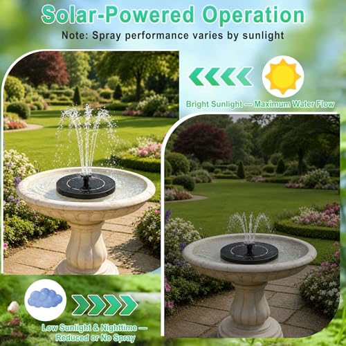 Yeomi 3.5W Solar Fountain, 12 Nozzles Black & Green with 6 Spray Patterns | Solar Water Pump Solar Fountain Pump for Bird Bath, Small Pond, Garden, Outdoor Water Feature - color: 3.5w Solar Fountain + Black&green Nozzles