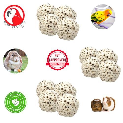 Bonka Bird Toys Mini Sola Atta Balls Foot Talon Craft Part Parrot Cage Toy Cockatiel, Conure, Caiques, and Similar Breeds (3892 Pack 12) - size: Pack 12