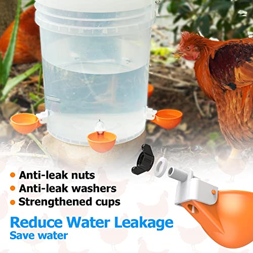 Chicken Water Cups Auto-Fill, Heavy Duty Poultry Waterer Cups -2Pack Orange - color: Orange, size: Pack of 2