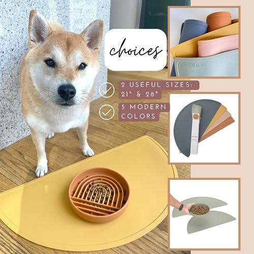 Waterproof Silicone Dog Food Mat – Large Size Non-Slip Pet Bowl Mat, Raised Edge Design, Easy-to-Clean Pet Food Placemat for Dog & Cat Bowls, 28" Across x 14" Deep - Terracotta - color: Terracota, size: Large
