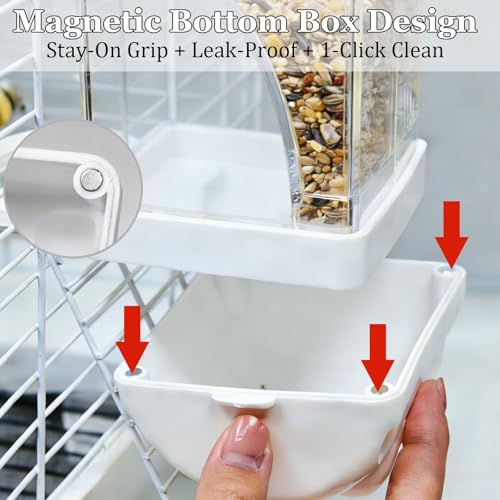 Automatic Bird Feeder Waterer Kit Bird Cage Hanging Waterer Parakeet Leak-Proof Feeder Parrot Vegetable Clips Cage Accessories for Budgies Lovebirds Finches Canaries Parrotlets Conures (White) - color: White