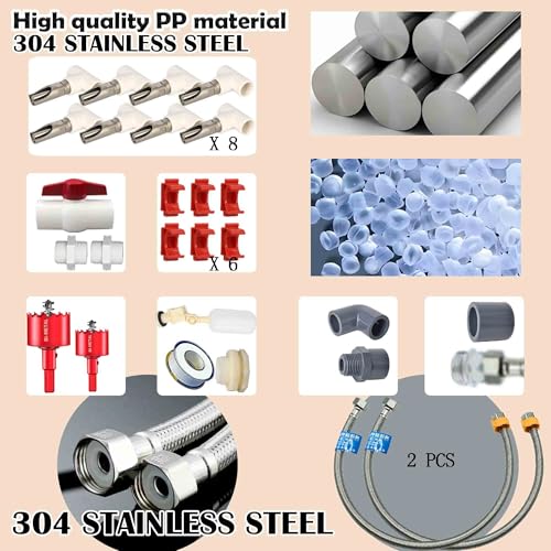 Complete Set Pipeline Stainless Steel Pig Waterer System,Pig Waterer Nipples with Water Tank Connector,Automatic Pig Nipple Water Drinker,Pig Nozzle Nipple Drinker,Pig Water Nipple for Hog Piglet Goat