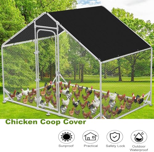 Chicken Coop Sun Shade Net, 90% UV Block 11.5x6.6 FT Heavy Duty Mesh Cloth with Bungee Cords, Easy Install for Poultry Run, Dog Kennel & Garden