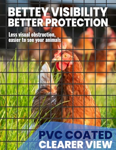 Black PVC Coated Hardware Cloth 1 in x 1 in Mesh, 36 Inch x 50 Foot Roll, 17 Gauge Welded Wire Fencing, Vinyl Coated Metal Wire Mesh for Chicken Coop, Garden Protection, Rabbit Cage, Poultry Netting - size: 1 inch 36"x50'