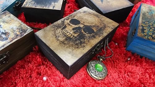 RK Collections Skull Head Trinket Box Small Jewelry Keepsake Box. Gothic Skeleton Lovers Gift Idea, Skull's Soul Spiritual Case/Holder. (6.5" Skull Face) - style: Skull