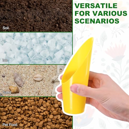 M METERXITY 6-Pack Bonsai Soil Scoops, Plastic Garden Soil Scoops Bucket Shovel Potting Scoopers for Transplanting/Flower Planting/Plant Succulent, Colorful Small Gardening Tools [Yellow] - color: Yellow