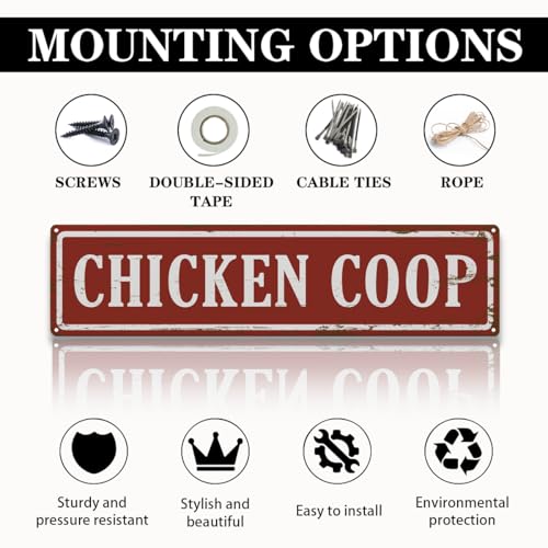 Rustic Farmhouse Style Chicken Coop Sign, Metal Outdoor Chicken House Signs, Retro Metal Tin Sign, Wall Decor Art, Farmhouse Decor, Backyard Hen House Gift 15.8x4 Inch - color: Farmhouse 12
