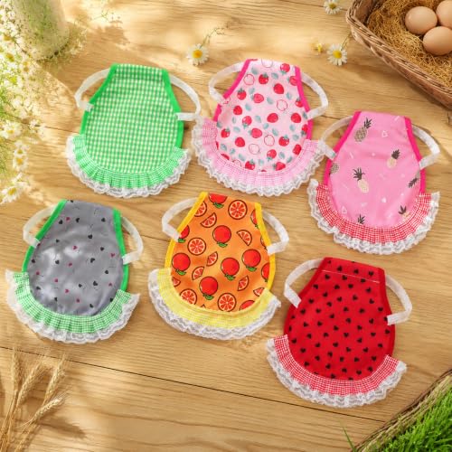6Pcs Chicken Saddle Apron Lace Poultry Apron for Small Chickens | Breathable canvas fabric,adjustable elastic straps,full feather protection,fit small medium hens,smooth scratch-proof edges - color: Vibrant Fruit Print