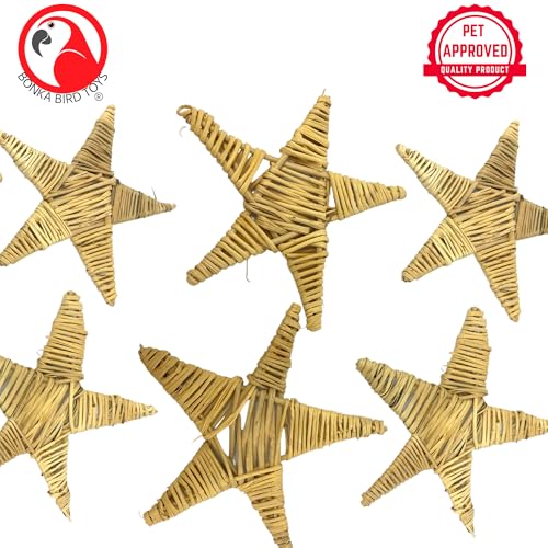 1282 6 Vine Star Large Bird Parrot Toy Part Craft Parrot cage Toys Cages Natural Chewy - color: Natural