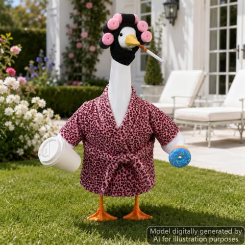 OBUSATT Old Lady Porch Goose Outfits 23 in Bathrobe Lawn Goose Costume Pink Leopard - style: Pink Leopard