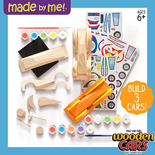 Made By Me Build & Paint Your Own Wooden Toys, DIY Wood Craft Kit, Easy to Assemble, 3 Cars - style: Cars