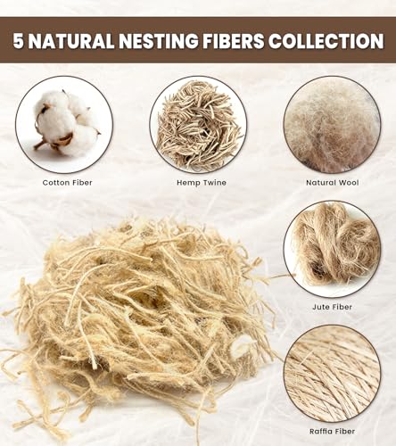 Bird Nesting Heart with Natural Fibers, Refillable Material Holder | For hummingbirds, outdoor garden art decor, gift for bird lovers