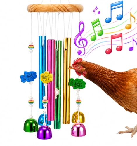 Chicken Toys for Coop, Chicken Wind Chime Enrichment Toys, Hanging Chick Peck Toy with Colorful Bells, Home Garden Musical Coop Accessories, Coops Toy for Hens Chicks Poultry Birds Parrots - style: A