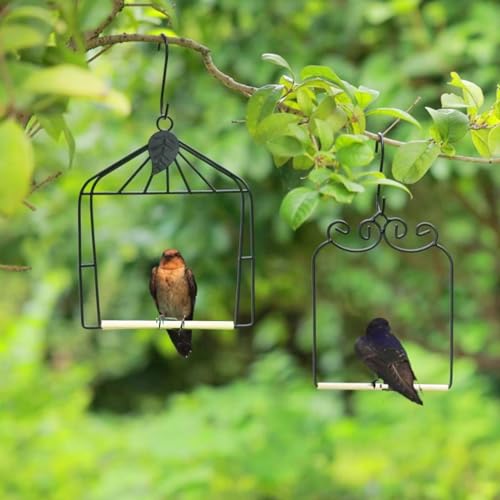 Hummingbird Feeders Bird Swing Metal Frame for Finch Hummingbird Perch Wild Bird Swing with Wooden Dowel Outdoor Bird Perch Rust Resistant 2 Pack - size: 2PK