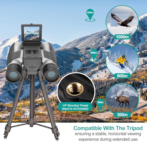 ZZSTAR 2 in 1 Digital Binoculars with Camera, Large View, 2" LCD Display & Recording, Binoculars for Adults High Powered, Low Light Night Vision Binoculars for Bird Watching/Hunting/Sporting/Travel