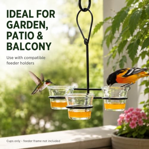 DECHOUS 9Pcs Glass Birds Feeder Replacement Cups, Oriole Jelly Feeder Cups | 2.5 Inch, Jelly Feeder Cups for Oriole and Hummingbirds, Garden, Patio, Balcony, Outdoor Bird Feeder Accessories